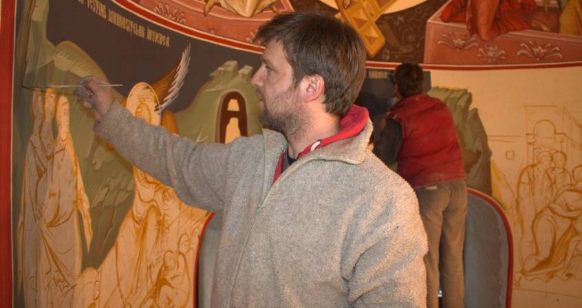 Pictarea absidelor si stadiul lucrarilor de pictura in luna ianuarie 2018
