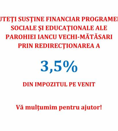 REDIRECŢIONEAZĂ 3,5% DIN IMPOZITUL PE VENIT!